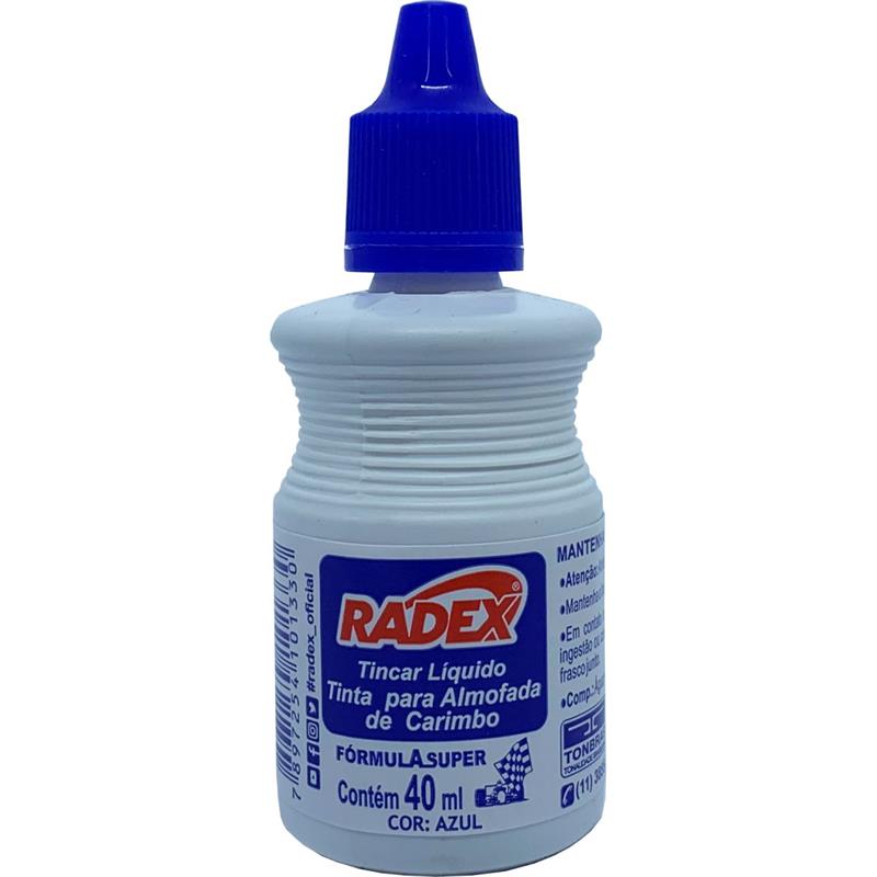 TINTA PARA CARIMBO 40ML AZUL - RADEX CX.C/12