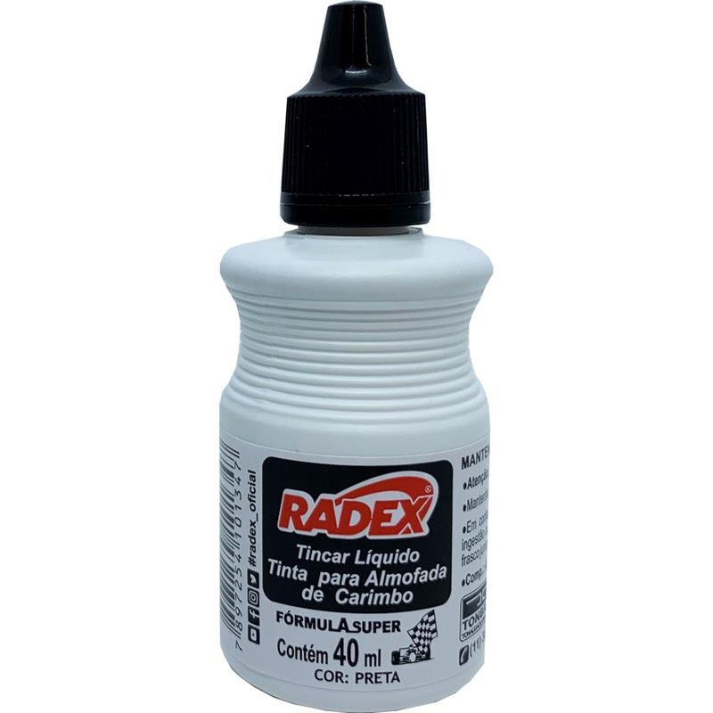 TINTA PARA CARIMBO 40ML PRETA - RADEX CX.C/12