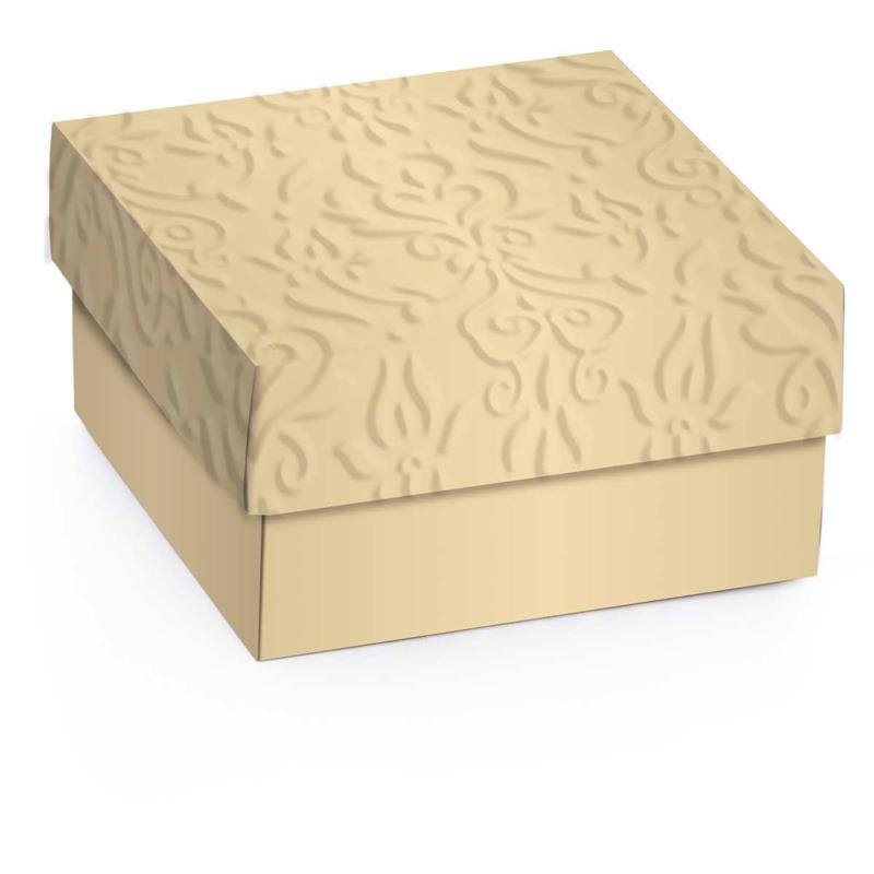CAIXA PARA PRESENTE (COM TAMPA) MINI C/RELEVO OURO G 12CM. - CROMUS PCT.C/10