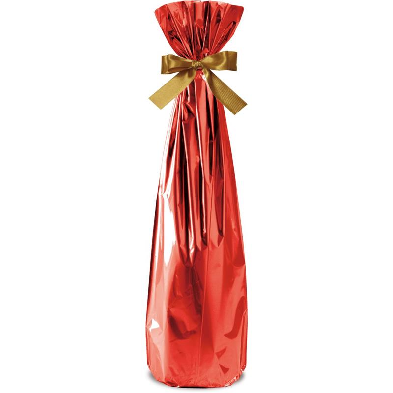 EMBALAGEM PARA GARRAFA 15 CM X 44 CM SACO METALIZADO VERMELHO - CROMUS PCT.C/50