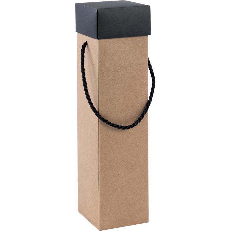 EMBALAGEM PARA GARRAFA 8 CM X 8 CM X 33 CM CAIXA KRAFT COM ALÇA PRETA - CROMUS PCT.C/10