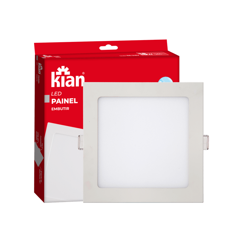 LUMINÁRIA LED PAINEL BKL QUADRADA EMBUTIR BRANCA 18W 6.000K BRANCA FRIA BIVOLT KIAN