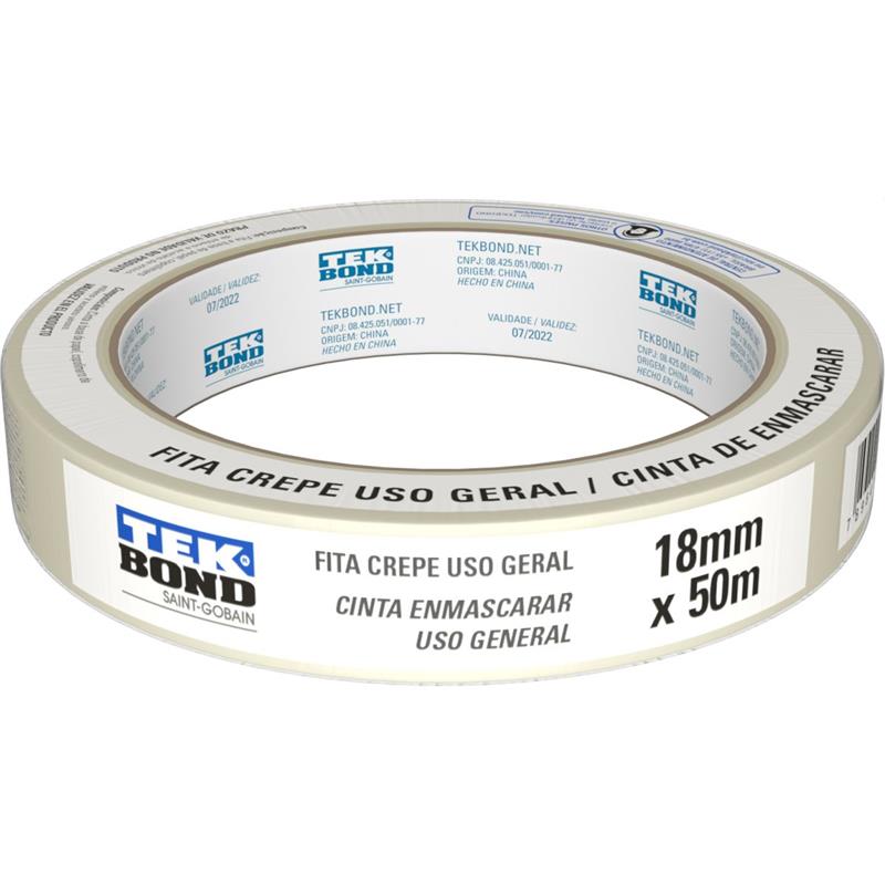 FITA CREPE BRANCA 18MMX50M. - TEKBOND UNIDADE