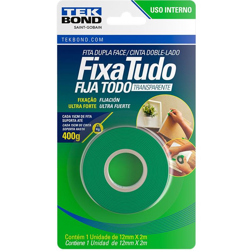 FITA DUPLA FACE FIXA TUDO ACRILICO 12MMX2M - TEKBOND UNIDADE