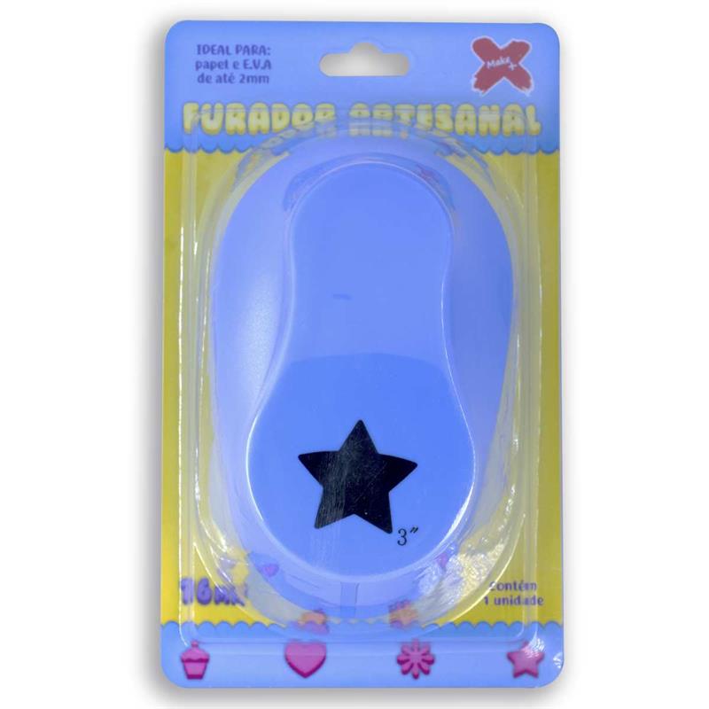 FURADOR PAPEL E EVA GIGANTE ESTRELA 76MM - MAKE+ UNIDADE
