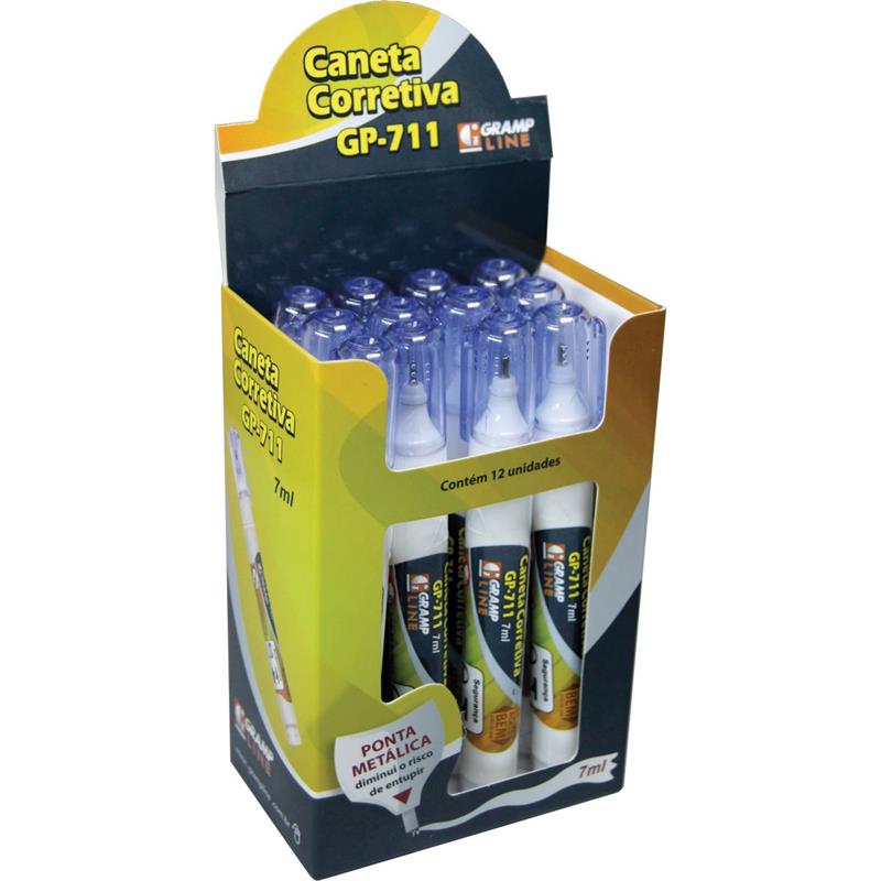 CANETA CORRETIVA GP-711 7ML METAL - GRAMP LINE CX.C/12