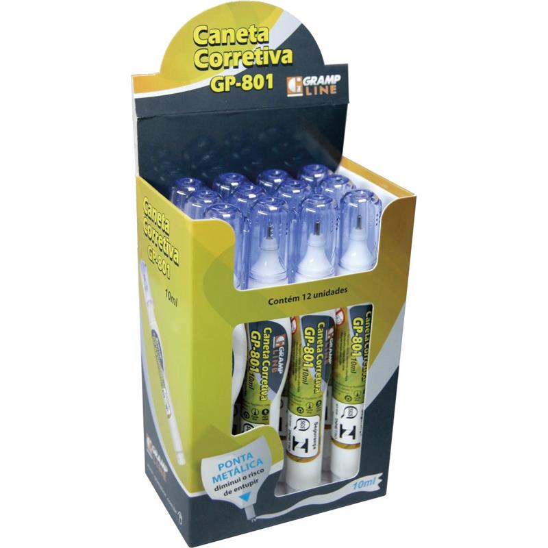 CANETA CORRETIVA GP-801 10ML METAL - GRAMP LINE CX.C/12