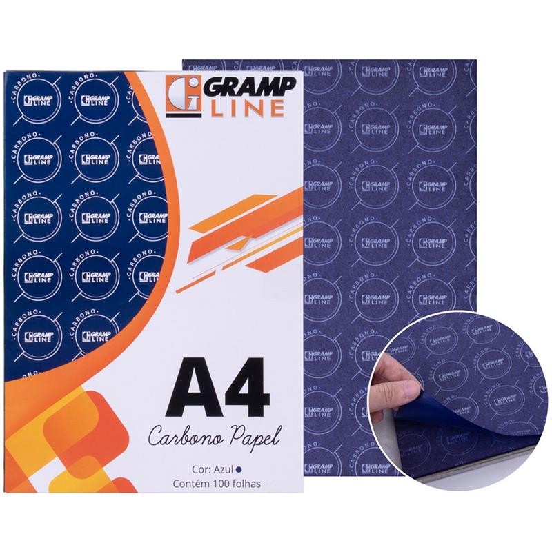 PAPEL CARBONO PARA LAPIS PAPEL A4 AZUL GE 927 - GRAMP LINE CX.C/100