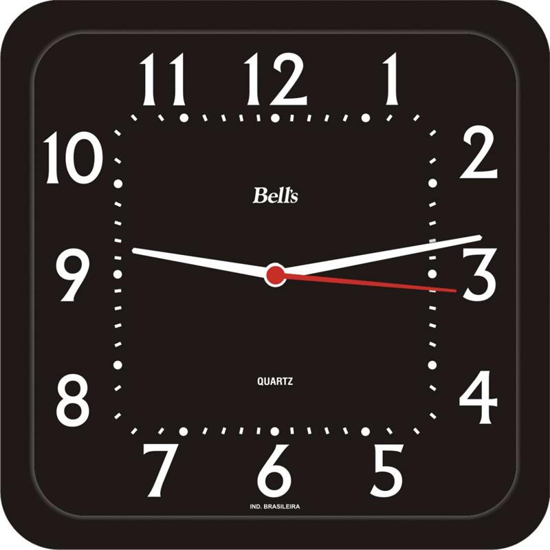 RELOGIO DE PAREDE QUADRADO ECONOMICO PRETO 21,3C - BELLS UNIDADE