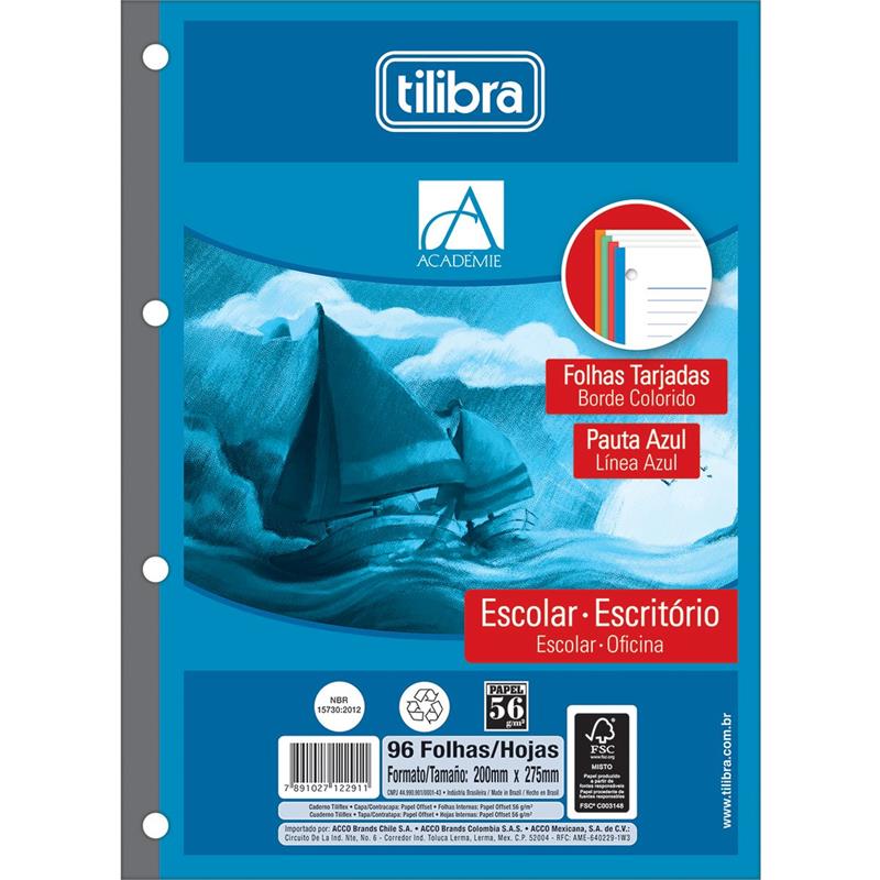 BLOCO PARA FICHÁRIO UNIVERSITÁRIO CAD TILIFLEX TARJA 200X275MM - TILIBRA PCT.C/10