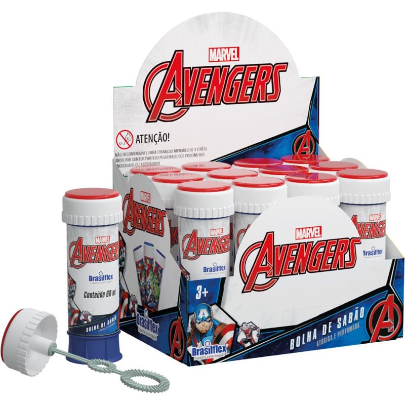 BOLHA DE SABÃO AVENGERS 60 ML COM JOGO - BRASILFLEX CX.C/12