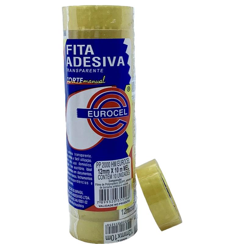 FITA ADESIVA PP 2000 12 MM X 10 M TRANSPARENTE - EUROCEL PCT.C/10