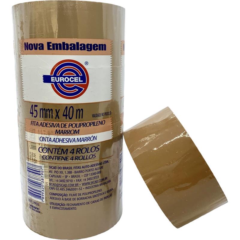 FITA PARA EMPACOTAMENTO PP 33 45 MM X 40 M MARROM - EUROCEL PCT.C/04