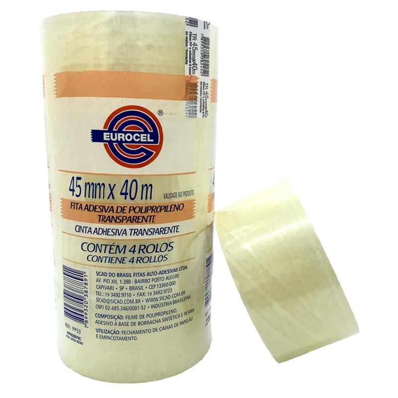 FITA PARA EMPACOTAMENTO PP 33 45 MM X 40 M TRANSPARENTE - EUROCEL PCT.C/04