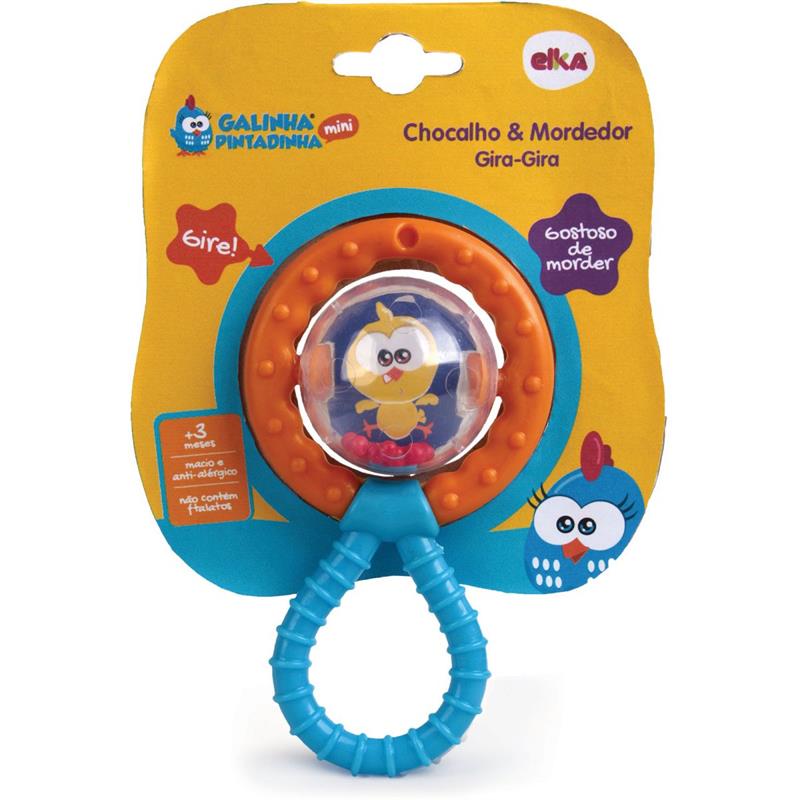 MORDEDOR INFANTIL GALINHA PINTADINHA COM CHOCALHO - ELKA UNIDADE