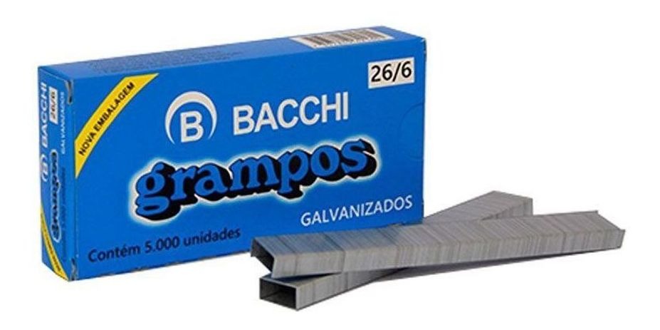 Grampo P/Grampeador 26/6 C/5000 Galvanizado Bacchi