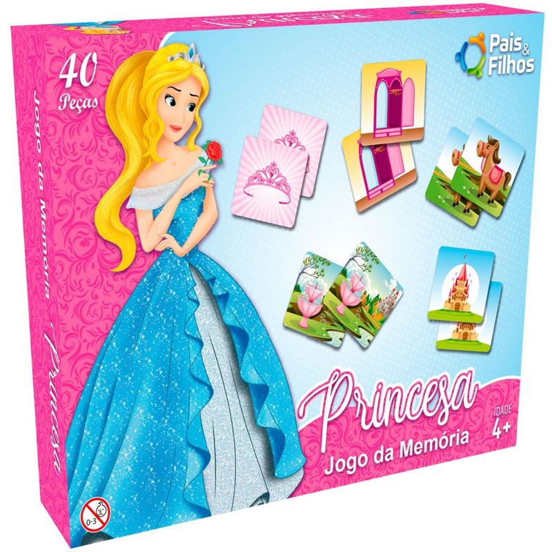 JOGO DA MEMÓRIA PRINCESAS 40 PEÇAS - PAIS E FILHOS UNIDADE