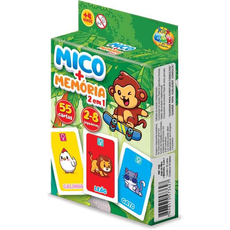 JOGO DE CARTAS MICO E MEMÓRIA 2 EM 1 55 CARTAS - GGB PLAST UNIDADE