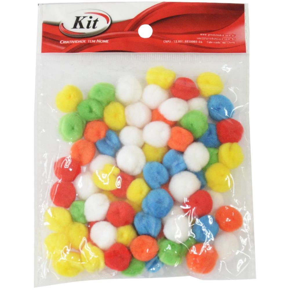 AVIAMENTO POMPOM MULTICOLOR#2 15MM C/80UNIDADES KIT PACOTE