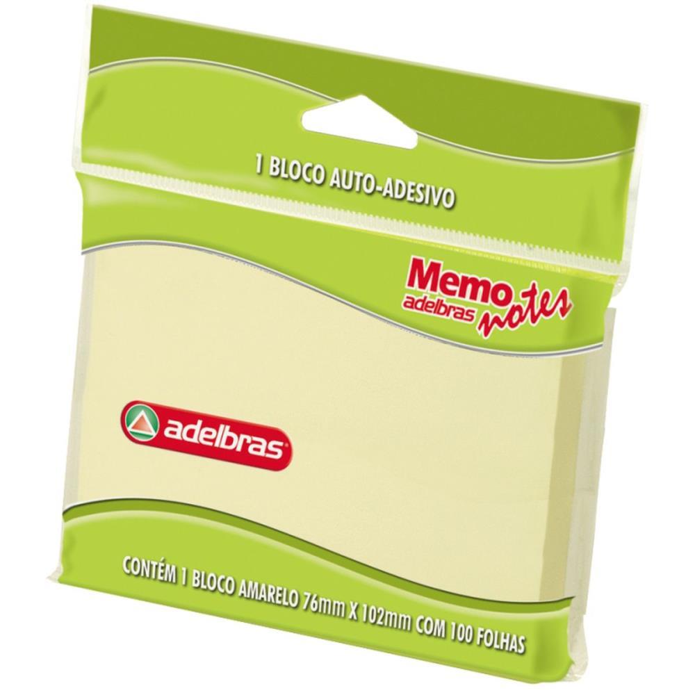 BLOCO DE RECADO AUTOADESIVO MEMONOTE AMARELO 76X102 100FLS ADELBRAS UNIDADE