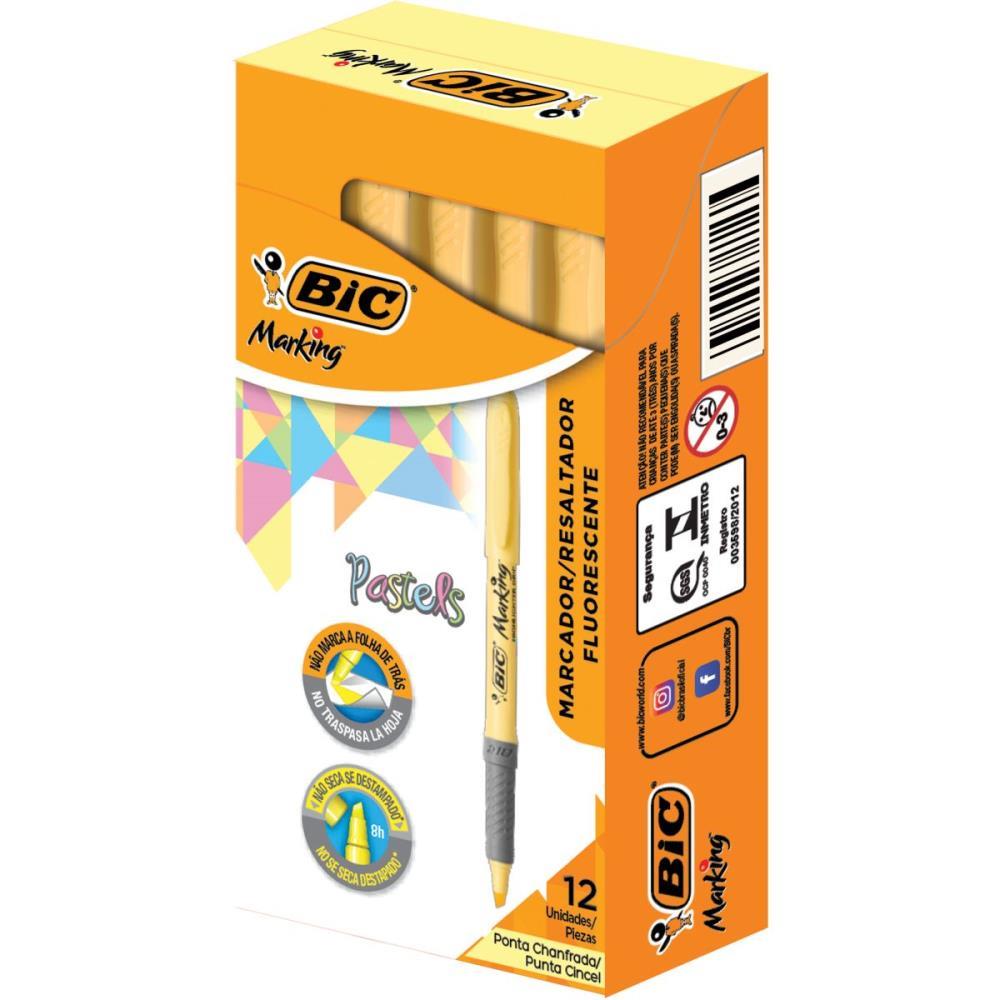 CANETA MARCA TEXTO MARKING AMARELO PASTEL BIC CX.C/12