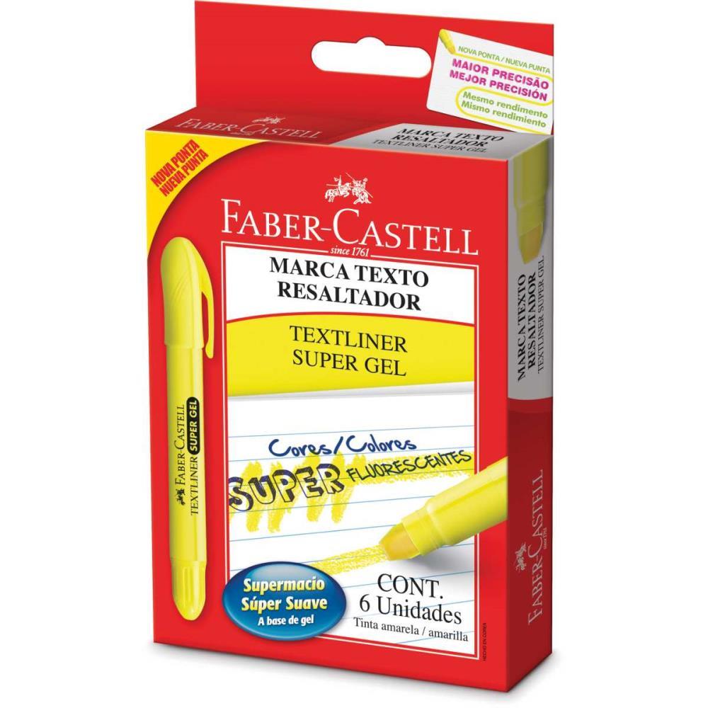 CANETA MARCA TEXTO SUPERSOFT GEL AMARELO FABER-CASTELL CX.C/06