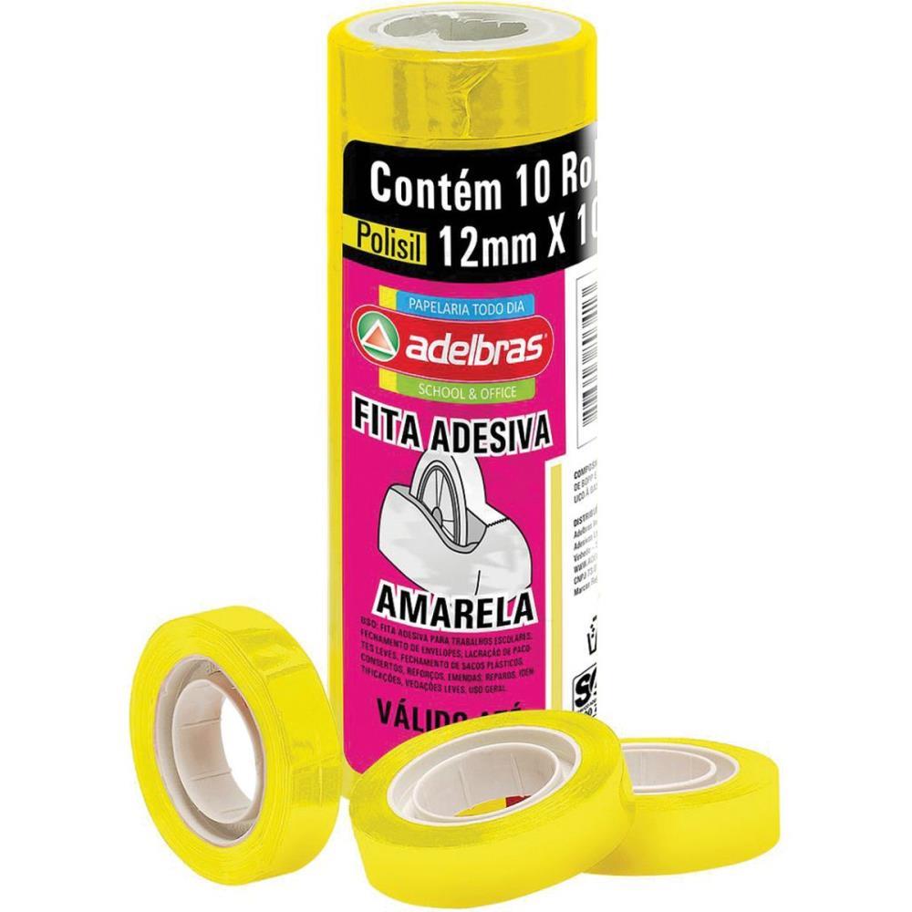 FITA ADESIVA POLISIL 12MMX10M.AMARELO ADELBRAS PCT.C/10