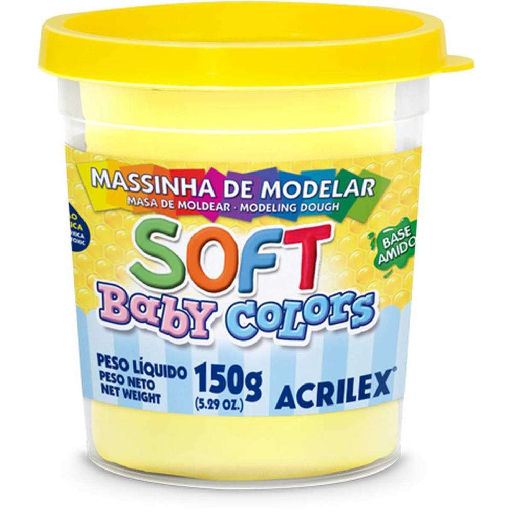 MASSA PARA MODELAR SOFT 150G.AMARELO BEBE BS AMID ACRILEX POTE
