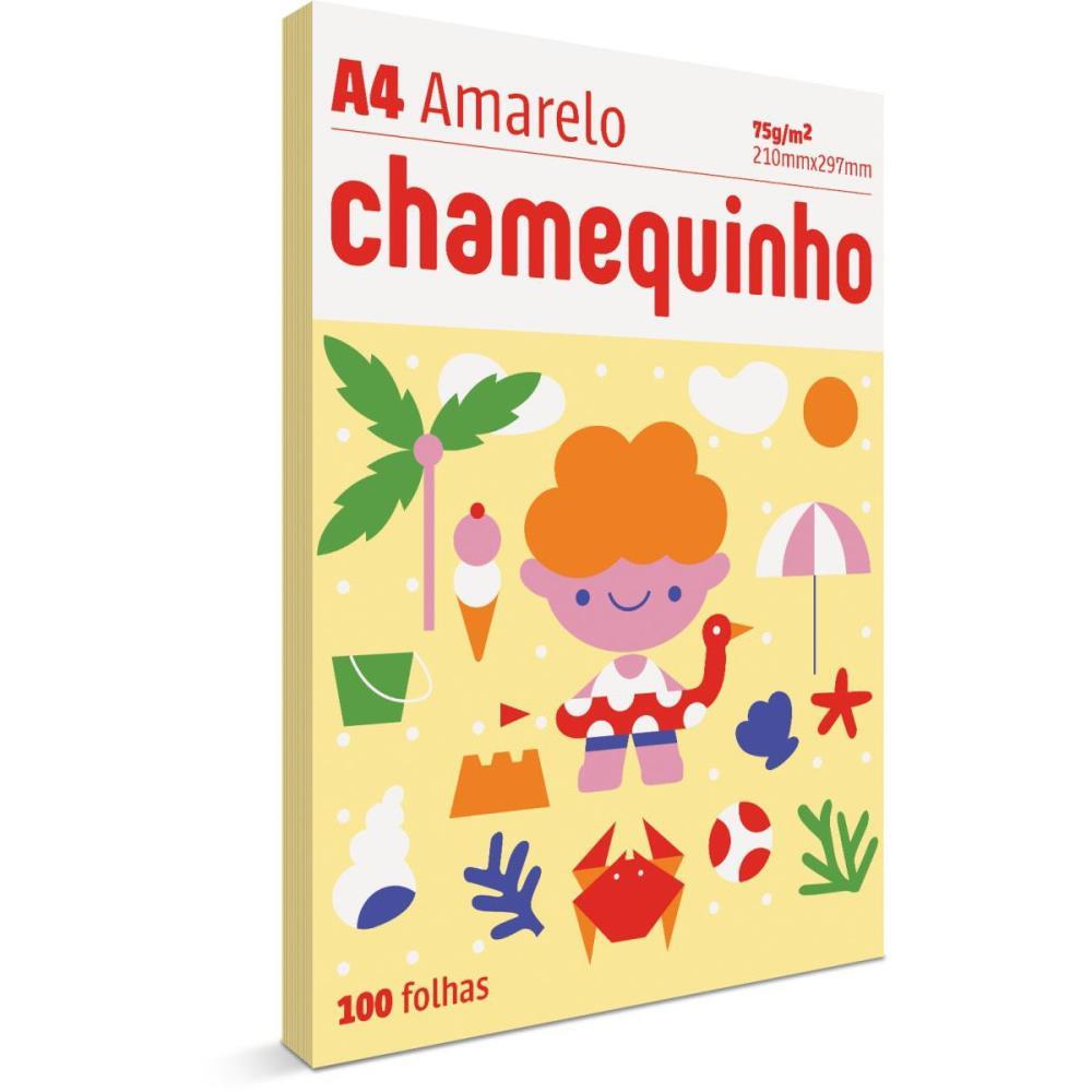 PAPEL SULFITE CHAMEQUINHO A4 AMARELO 75G COM 100 FOLHAS