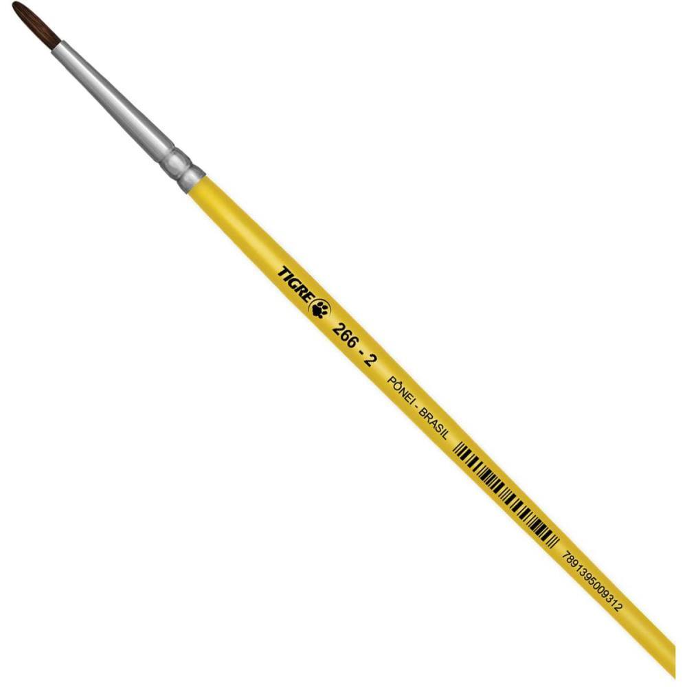 PINCEL ESCOLAR REDONDO 266 N.02 AMARELO PINCEIS TIGRE DUZIA