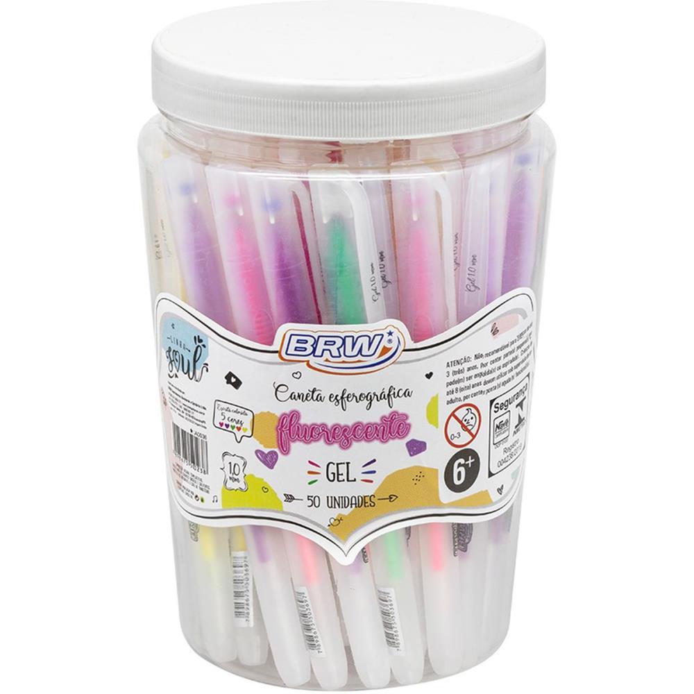 CANETA GEL FLUORESCENTE 1.0MM 5 CORES BRW DP.C/50