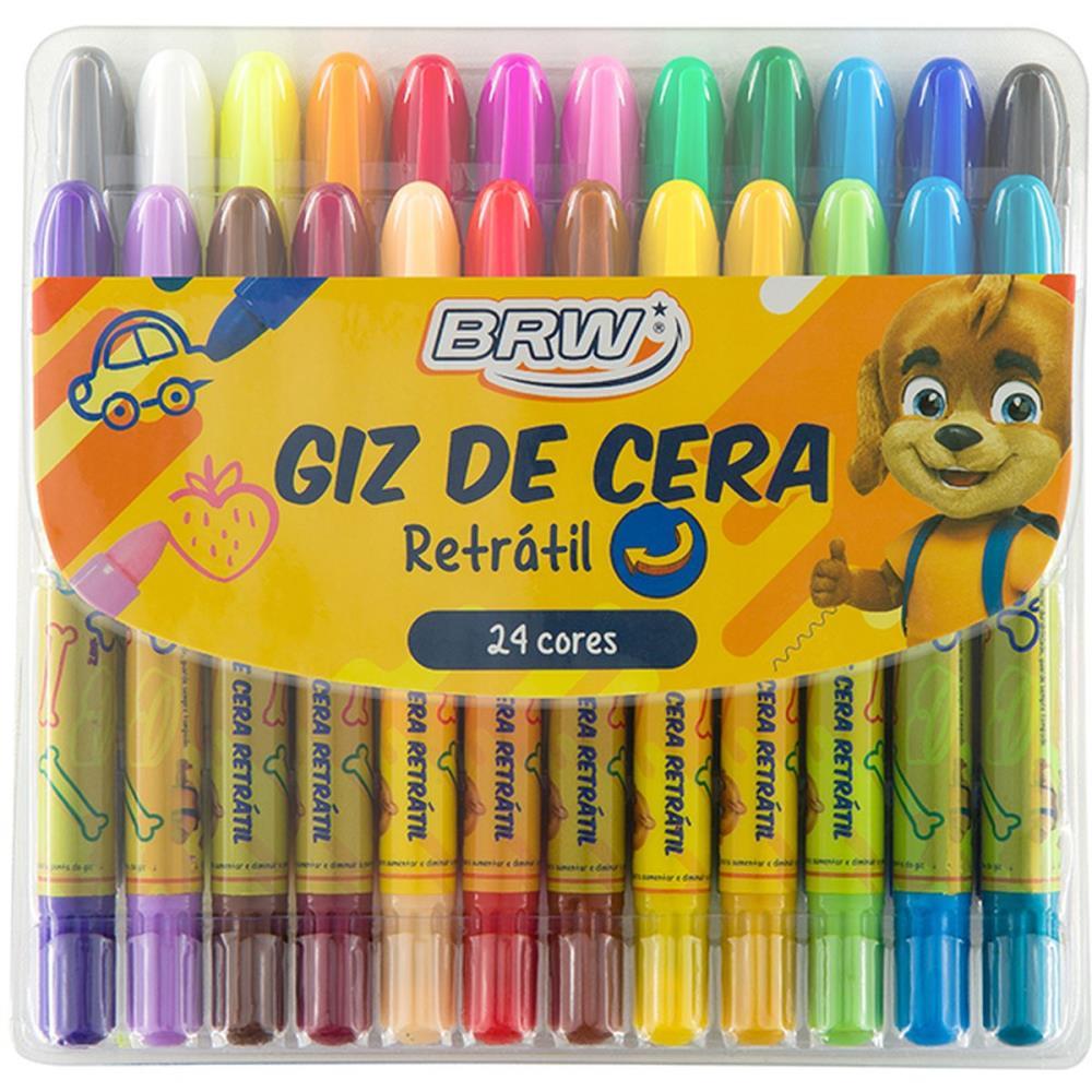 GIZ DE CERA GIZAO RETRATIL AQUARELAVEL 24 CORES BRW ESTOJO