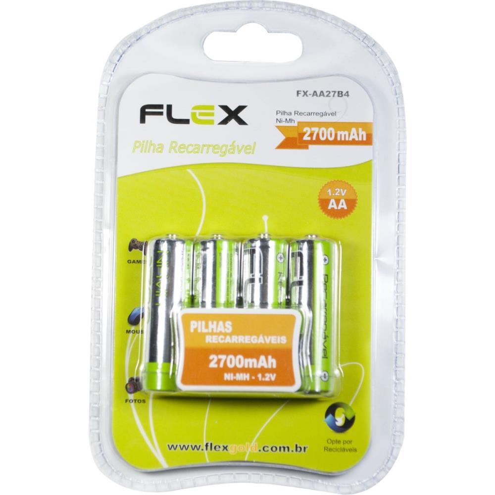 PILHA RECARREGAVEL PEQUENA AA 2700MAH 1.2V. C/02 FLEX BL.C/02