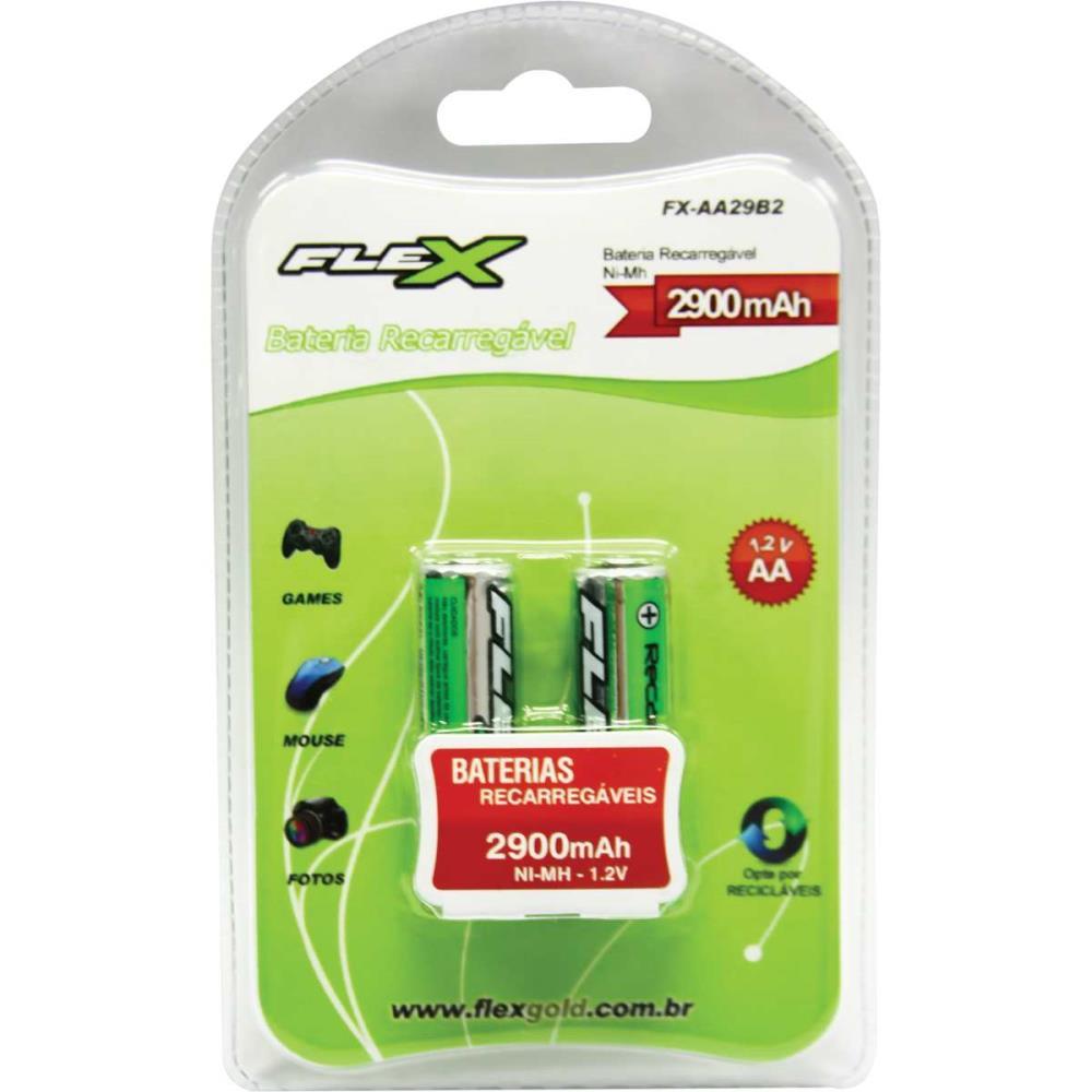 PILHA RECARREGAVEL PEQUENA AA 2900MAH 1.2V. FLEX BL.C/02