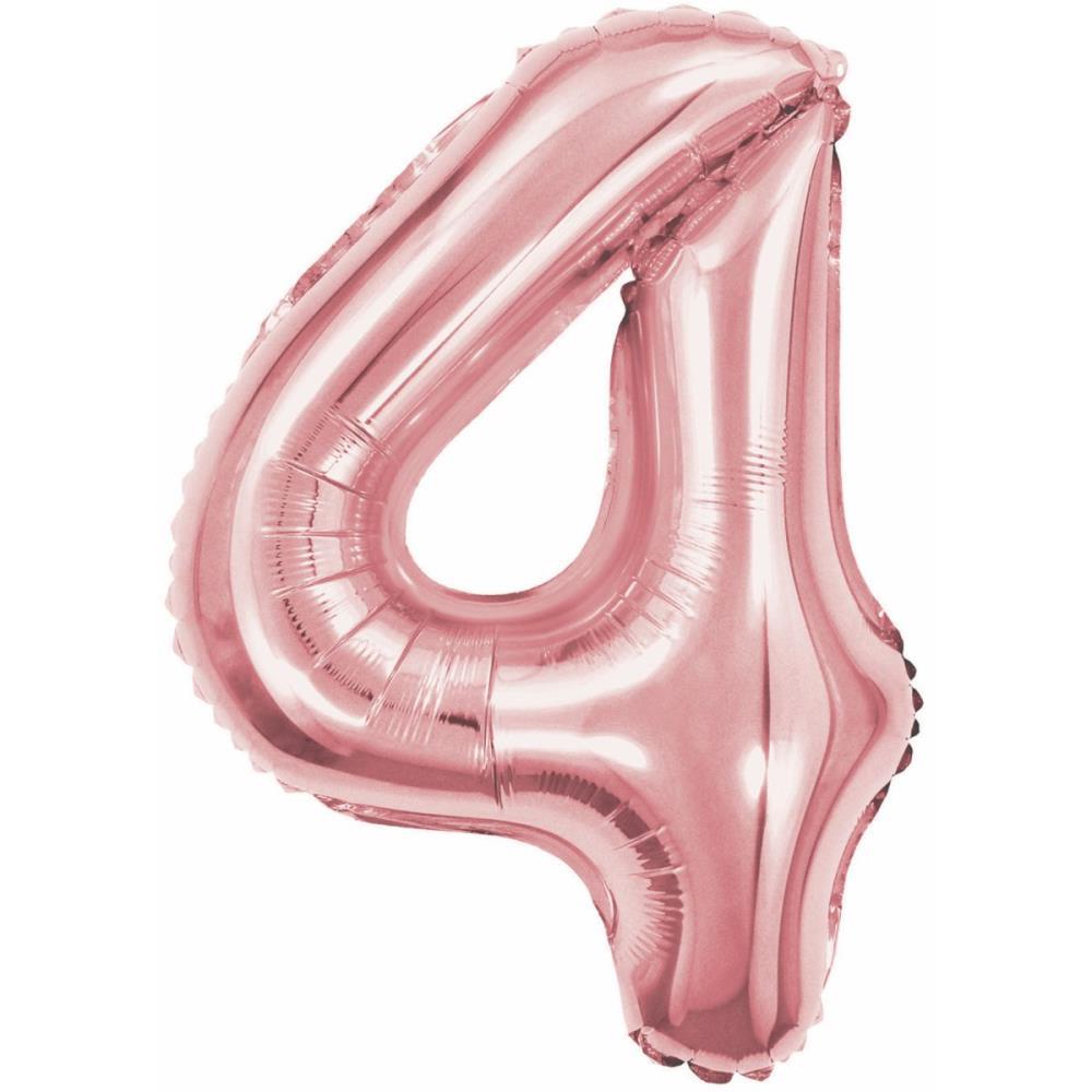 BALAO METALIZADO NUMERO 4 ROSE 40CM. MAKE+ UNIDADE