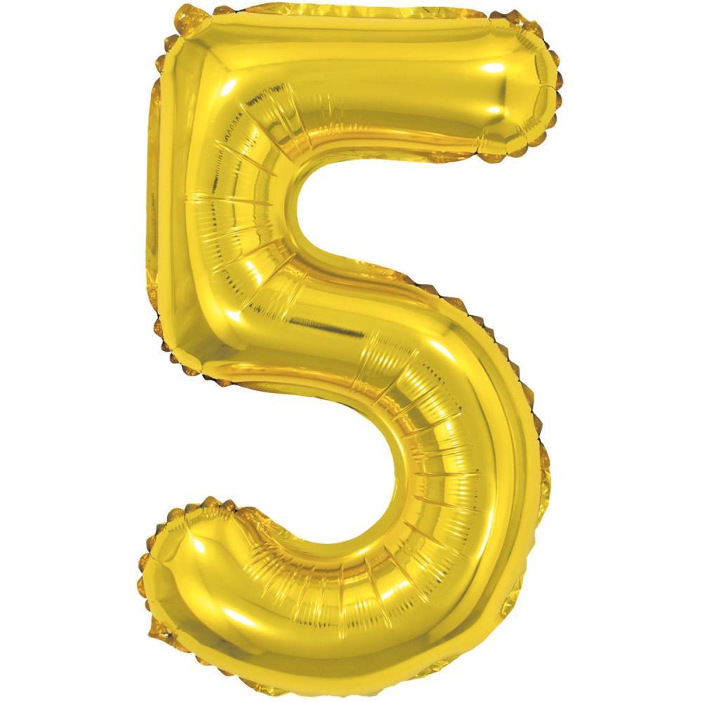 BALAO METALIZADO NUMERO 5 DOURADO 40CM. MAKE+ UNIDADE