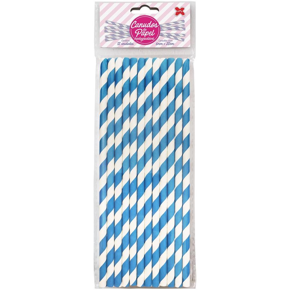 CANUDO BIODEGRADAVEL PAPEL LISTRA AZUL CLARO 6X20MM C/12U MAKE+ PCT.C/10