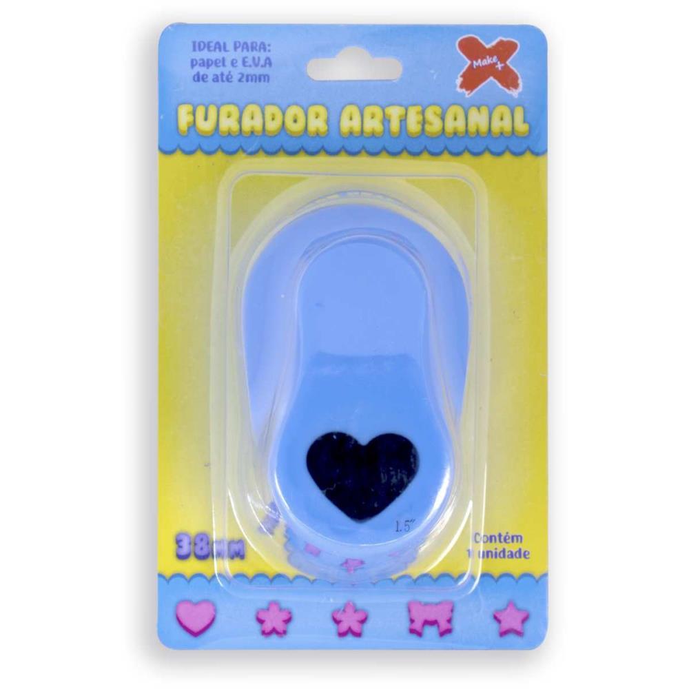 FURADOR PAPEL E EVA GIGANTE CORACAO 38MM MAKE+ UNIDADE