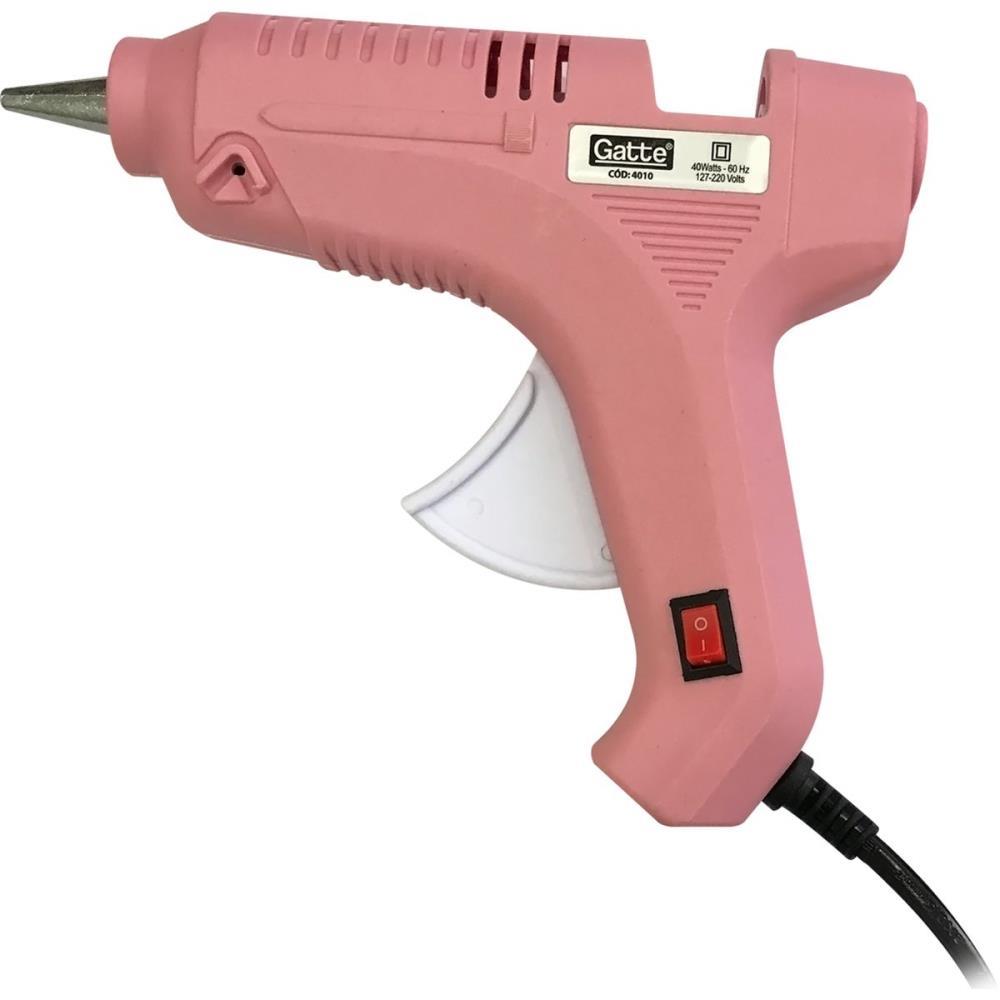 PISTOLA DE COLA QUENTE 40W GRANDE BIVOLT ROSA MAKE+ UNIDADE