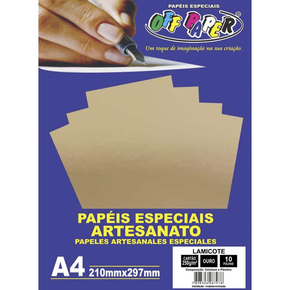 PAPEL LAMINADO LAMICOTE A4 250G OURO OFF PAPER PCT.C/10