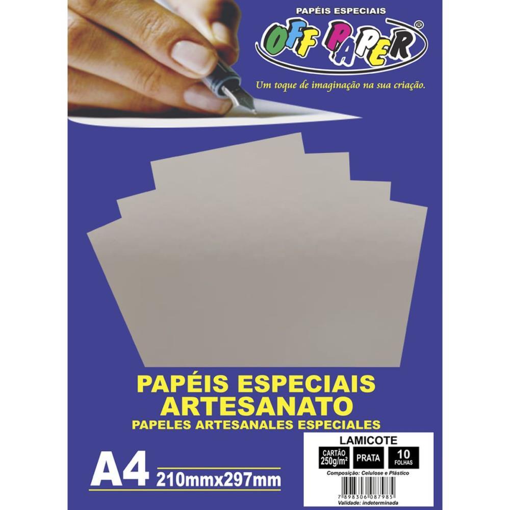 PAPEL LAMINADO LAMICOTE A4 250G PRATA OFF PAPER PCT.C/10