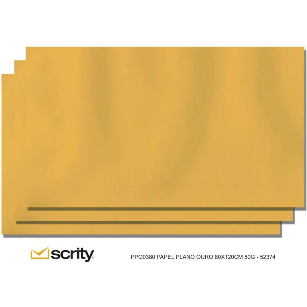 PAPEL KRAFT FOLHA 80X120CM 80G OURO SCRITY PCT/100