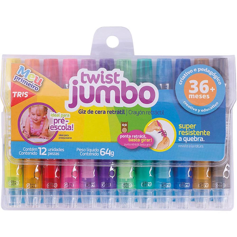 GIZ DE CERA GIZAO RETRATIL TWIST JUMBO 12 CORES SUMMIT UNIDADE