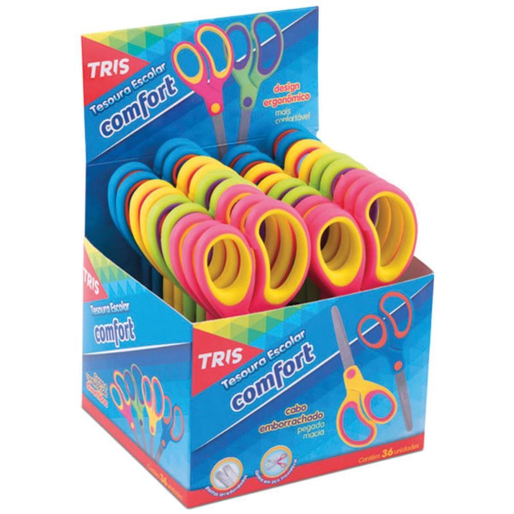 TESOURA ESCOLAR TRIS COMFORT 15CM EMBORRACHADA SUMMIT DP.C/18
