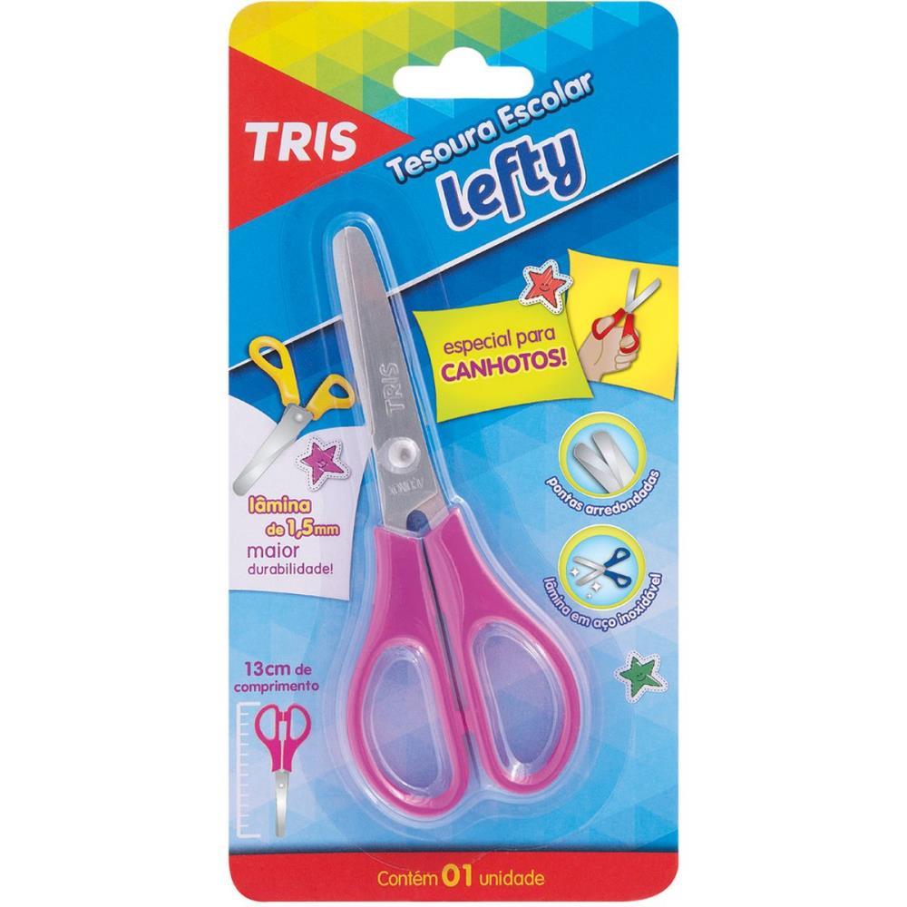 TESOURA ESCOLAR TRIS LEFTY P/CANHOTO 13CM. SUMMIT CX.C/12
