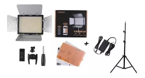 KIT LED YN300 ILL ILUMINADOR LEDS3200-5500K + FONTE + TRIPÉ 2 MT
