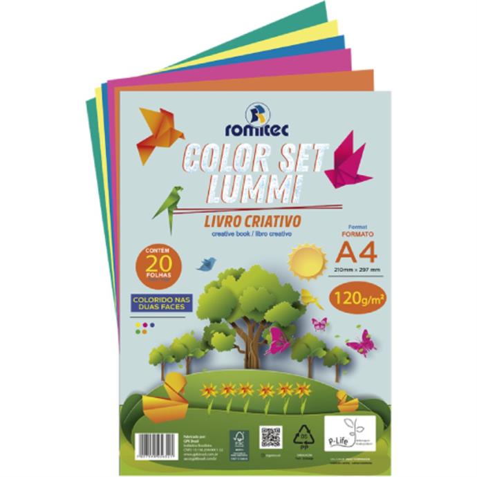 BLOCO PARA EDUCAÇÃO ARTÍSTICA LIVRO COLORSET LUMI 120G 20FLS ROMITEC