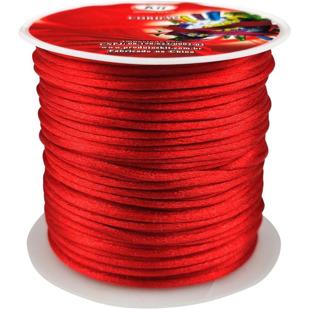 CORDAO CETIM 1MM VERMELHO C/20M. KIT ROLO