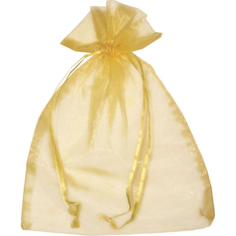 SACO DE ORGANZA OURO 10X15CM KIT PCT.C/10