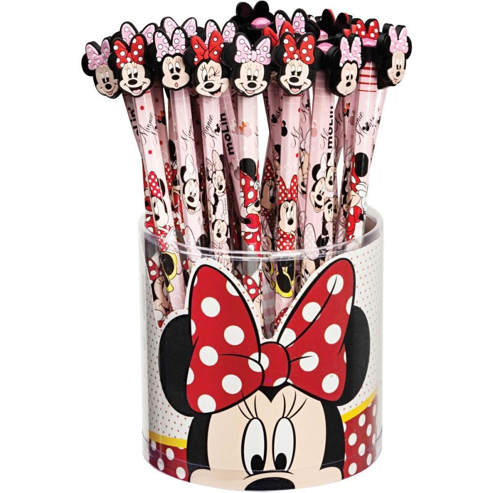 LAPIS PRETO SEXTAVADO DECORADO MINNIE TOP C/ BORRACHA MOLIN POTE-36